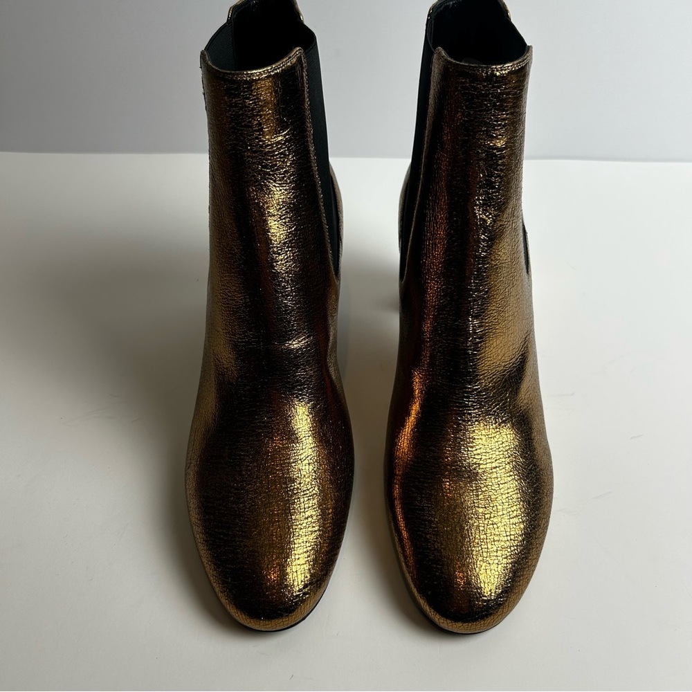 Saint Laurent Paris YSL Gold metallic leather Chelsea ankle boots size: 11 - Picture 2 of 11